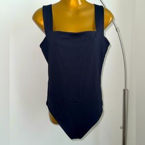 Abercrombie & Fitch Black Bodysuit Large | Soft AF Collection Square Neck Snap